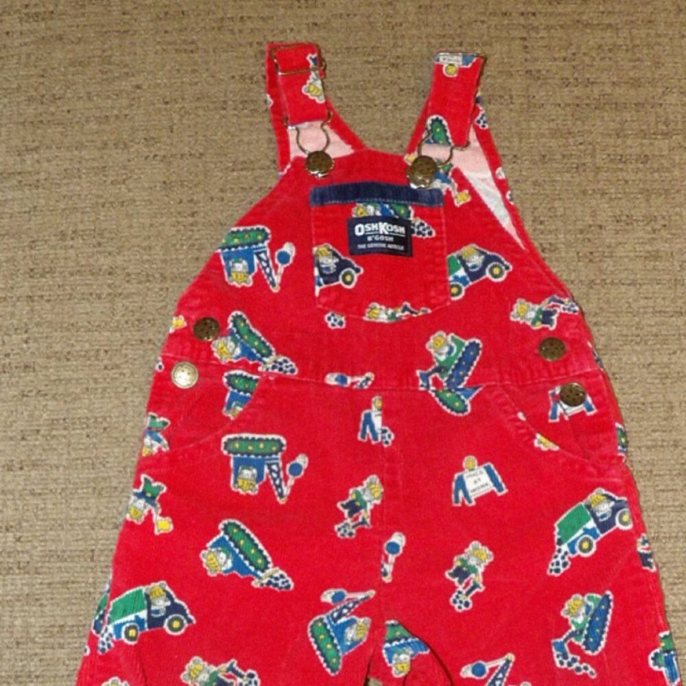 Osh Kosh B'Gosh 12 Months Vestbak Corduroy Bib Overall Construction Made in USA